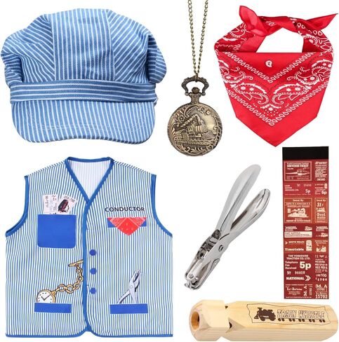 Kyson Kids Train Conductor Costume Set-Train Engineer Dress Up Kit for Train Theme Party Halloween Dress Up Career Day in Kuwait