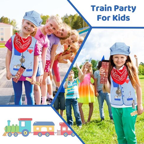 Kyson Kids Train Conductor Costume Set-Train Engineer Dress Up Kit for Train Theme Party Halloween Dress Up Career Day in Kuwait