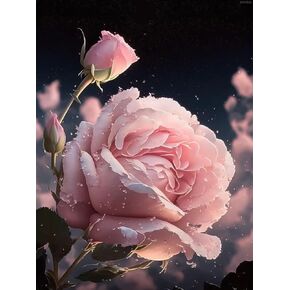 Kayeiuu vel vel pink Rose Diamond Art Att ، Flower Full Diamond Painting Beginner Round 5D Paint and Diamond Picture Gem Art Paint
