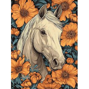 VAIIEYO 5D DIY Diamond Art Kits for Adults Horse, Diamond Painting Animal, Paint by Numbers Full Drill Round Rhinestone Craft Canvas for Home Wall Decor Gift 12x16 inch-46