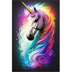 GJPahgynp ملونة Unicorn Horse Diamond Painting Kits للبالغين ، وحيوانات Art Horse Art Riamond Ats للمبتدئين ، DIY 5D Round Diamond Paint