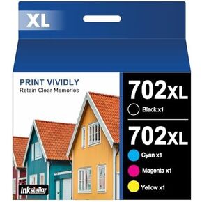 702XL 702 Ink Cartridges Remanufactured Replacement for Epson 702XL 702 XL T702XL T702 Ink Cartridge Combo Pack High Yield Ink Work for Workforce Pro WF-3720 WF-3730 WF-3733 Printer (B/C/M/Y, 4 Pack)
