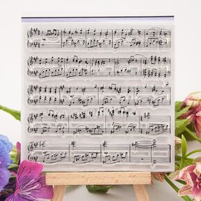 Music Score Clear Stamps Sheets Transparent Silicone Seal for DIY Scrapbooking Craft Card Photo Album Decorative 10×10cm/3.94×3.94in