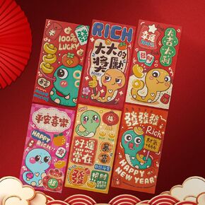مظاريف Cargen Red - 36 PCS 3.5 × 6.6 بوصات مظاريف صينية هونغ باو القمرية العام الجديد 2025 مهرجان Snake Spring New Year Coins Cash Red Gold Envelop