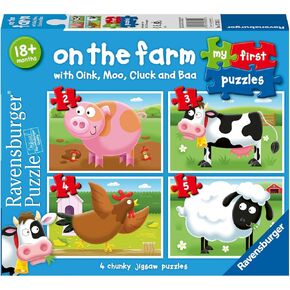 Ravensburger لغزتي الأولى: On the Farm (2: 3: 4 و 5 قطعة) الألغاز Jigsaw للأطفال - كل قطعة فريدة من نوعها ، وتناسبها معًا بشكل مثالي