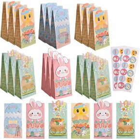 أكياس هدايا Amitimila Easter ، 24 قطعة ، أكياس ورقية عيد الفصح ، مع 24 PCS ملصقات عيد الفصح ، وأكياس عيد الفصح للأطفال ، ولوازم حفلات Easter Goodie للأحفاز ، و Abvors.