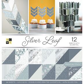American Crafts Cardstock,12x12 Premium Printed Silver Leaf, Card Stock For Scrapbooking Card Stock Colored Paper Card Stock Craft Paper Card Stock For Card Making Decorative Card Stock