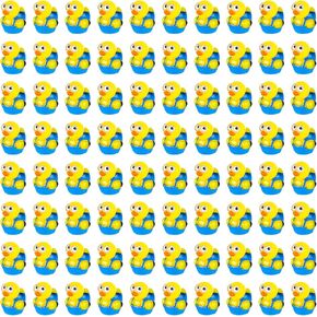 80 Pcs Mini Resin Ducks, Tiny Blue and Yellow Figures Duck Funny Miniature Resin Figurines Ducks Small Cartoon Character Ducks for Home Car Office Decor Party Favors