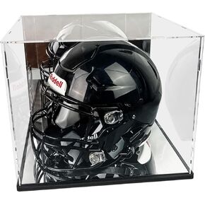 Football Helmet Display Case with Mirror backpanel and Mirror Base,Acrylic Helmet Display Box Full Size,Motorcycle Helmets,UV Protection Clear Dust-Proof Box for Collectibles Memorabilia Storage