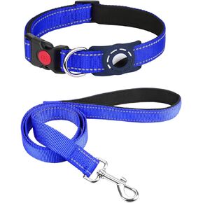 11-15 inches Airtag Dog Collar and 6FT Leash, Reflective Soft Padded Pet Collars and Leashes for Small Dogs
