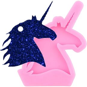 Resin Silicone Molds Unicorn Head Badge Reel Mold Epoxy Resin Casting Mold for DIY Making Keychain Pendant Ornaments Jewelry Necklace Luggage Tag Decoration Craft