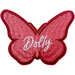Dolly Butterfly Patch, Country Music Lyrics 3 Inches Iron On/Sew On Embroidered Applique Fabric Butterfly Patches for Clothes Backpacks Hat Jeans, Western Girly Patches for Girl Boy Adult