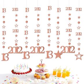 Rose Gold 13th Decortations for Girls ، Supplies Banner Party Supplies ، رقم 2012 Polka Dot Glitter Farkling Farming for 13th Birthdy Party Decoration