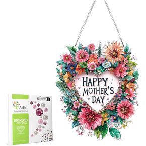 MAXBYE Diamonds Painting Kits Hanging Pendant, Special Shaped Crystal DIY Mother's Day Flowers Diamond Art, Diamond Art for Beginners DIY Crafts, Window Pendant Ornament for Home Decoration, 7.8in