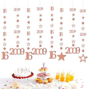 Rose Gold 13th Decortations for Girls ، Supplies Banner Party Supplies ، رقم 2012 Polka Dot Glitter Farkling Farming for 13th Birthdy Party Decoration in Kuwait