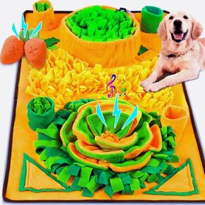 XIGOUPT Snuffle Mat for Dogs Large Breed，Cat Feeding Mat 34inch x 19.3inch，Pet Dog Toy Feeding Mat Floors Anti-Slip Could be Folded Free Orange