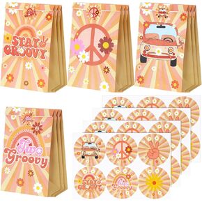 TUDOMRO 36 PCS اثنين من الأكياس Groovy Boho Hippie Party Favors مع ملصقات اثنين