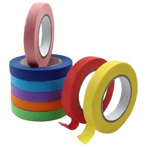 8 Roll Colored Masking Tape, Colored Painters Tape Rainbow Colors Rolls Colored Tape Rolls Colored Labeling Tape Colorful Craft Tape(10mm Width x 13m Length)