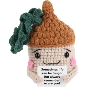 Positive Acorn, Crochet Acorn Knitted Acorn Autumn Crochet Thanksgiving Crochet Fall Crochet Decor Knitted Wool Doll Positive Knitted Food for Autumn Thanksgiving Party Decor Cheer UP Gift