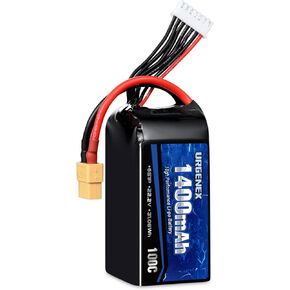 Urgenex 6S Lipo Battery 1400mAh 22.2V 100C مع XT60 PLUCT RC بطارية مناسبة لـ RC FPV Racing Drone Quadcopter Airpter Models 2PCS
