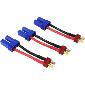 3pcs Male T-Plug to Female EC5 Losi Connector Adapter with 14awg 1.96inch Wire for Brushless LiPO Battery(Pack of 3)
