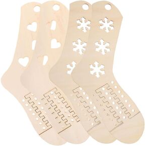 Eringogo 4pcs طرازات جورب خشبية قابلة للتعديل حاصرات جورب DIY لحاكمة نقالات الكروشيه لتخزين مجموعة حظر متعددة الاستخدامات لمختلف