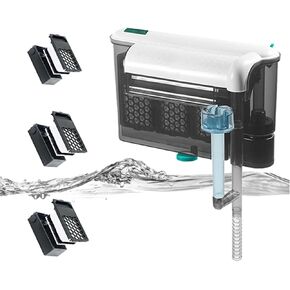 Carefree Fish Aquarium Hang On Waterfall Filter Fish Tank Auxiliary Filter with Skimmer Increase Water Flow and Oxygen Remove Oil Film Simulated Waterfall Ecological Environment