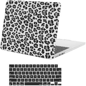 Moseso متوافق مع Macbook Air Case 13 بوصة 2025-2022 M4 A3240 M3 A3113 M2 A2681 ، غلاف صلبة مضاد للأفراد ، غلاف صلبة مطلي بالجلد ومفاتيح MacBook Air 13.6 بوصة ، حبة الثلج ليوبارد