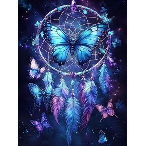 VAIIEYO 5D DIY Diamond Art Kits for Adults Dream Catcher, Diamond Painting Butterfly, Paint by Numbers Full Drill Round Rhinestone Craft Canvas for Home Wall Decor Gift 12x16 inch-20