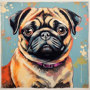 5D Diamond Art Paint Cute Pug Dog Key Full Drill Diamond Art Painting by Number Kits for البالغين مربعة الخرز ، فسيفساء كروس غرزة لتزيين الجدار 14x14inch (2)