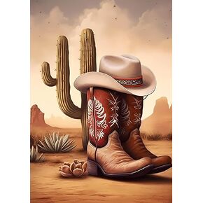 DIY 5D Diamond Art Painting Cowboy Boots Hat 14x20 inch. جولة كاملة الحفر التطريز حجر الراين لتزيين الجدار المنزلي