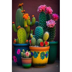مجموعات اللوحة الماسية الملونة الصبار - DIY Diamond Painting كامل مستدير الأحجار الكريمة الكريستال فن الصليب غرز ، للبالغين ، للديكور الجدران وديكور الحمام (8 × 12 بوصة) in Kuwait