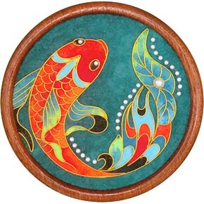 Fish Design Filigree Enamels Painting DIY Coasters, Koi Fish Pattern DIY Cloisonne Enamel Material Package, DIY Coaster Craft for Adults