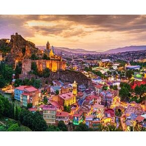 Zuvrdiai Painting Georgian City Sunset Georgia Asia Tbilisi Painting baster