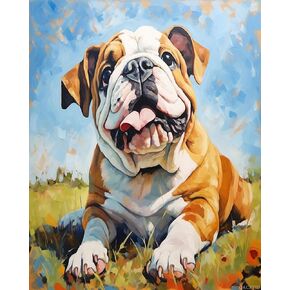 Qaceyid Paint by Number DIY Kit English Bulldog DIY Kit Arts and Crafts Gift Decor Decor