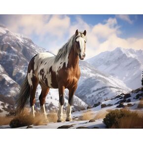 QACEYID Paint by Numbers Kit for Adults Beginner Horse, Acrylic Oil Painting by Numbers Kits with Paint Brushes Art Crafts Canvas for Home Decor 16x20 inch