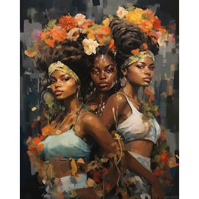 Qacyid African American Paint بأرقام للبالغين ، واللوحة الزيتية الأكريليك بأرقام أرقام للمبتدئين 16 × 20 بوصة هدايا عيد الميلاد
