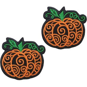 2 PCS Halloween Pumpkin Iron على بقع للملابس المنشار على/الحديد على زين التصحيح المطرز للجينز والقبعات والحقائب