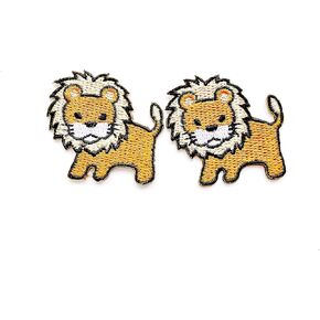PL Set of 2 Tiny. Mini Little Animal Lion Cute Cartoon Logo1 Sew Iron on Embroidered Applique Badge Sign Patch Clothing CostumeCostume