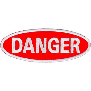 Danger Iron On Embroidered Patch Sign Logo Applique Biker Motorcycle Jean Jacket Radiation Biohazard Warning