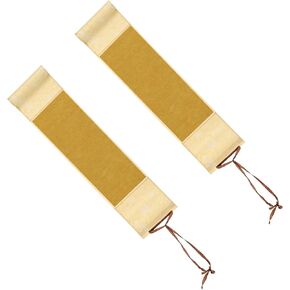 Patikil 15x4 "Mini Xuan Paper Scroll ، 2pcs Silk Half Raw Ripe Blank Hanging Xuan Paper Calligraphy صينية فارغة معلقة لفن اللوحة ديكور المنزل ، أبيض