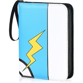Game Sports Anime Zippered Card Holder,Cute Trading Card Binder 4 Pocket,With 50 Removable Sleeves,Birthday Gift Card Holder Book (Red)