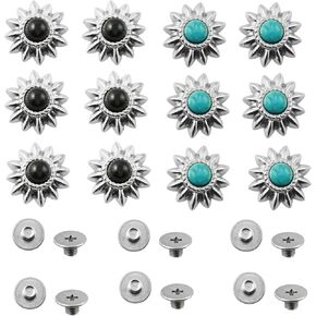 LQ Industrial 12pcs 13mm DIY Leather Craft Carrad requoise Round Casting Sunflower Disrodative برغي المسمار الزر الزنك الزنك ألويزايبو