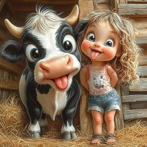 Newenmo Cow Diamonds Painting مجموعات للبالغين المبتدئين ، DIY 5D Fairy Diamond Art Paint مع ماس دائري ، مجموعة ألوان فنية كاملة الحفر مثالية لديكور الجدار المنزلي 12x12 بوصة
