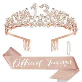 Semato 21st Birthday Decorations - Crown and Sash Glitter Kit for Girls, Happy Birthday Girl Tiara and Favors