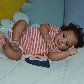 scnbom Reborn Baby Dolls Black Girls 22inch Realistic Silicone Toddler Lifelike Babies That Look Real boy Eyes Open