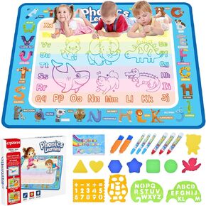 ماء Doodle Mat Choilers - لوحة مائية خالية من الفوضى رسم ملاءة تلوين مع Aqua Magic Mat Associory ألعاب عيد ميلاد الأطفال لمدة 3 4 4 سنوات من الفتيات والأولاد