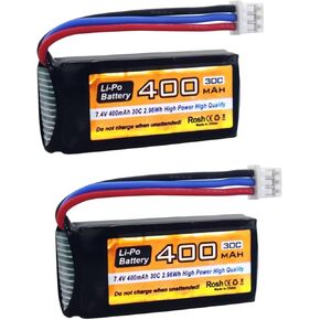Fytoo 2PCS 7.4V 2S 400MAH 30C LIPO بطارية LIPO مع قابس PH2.0-3P متوافق مع طائرة UMX 2S مناسبة لطائرة طائرة طائرة طائرة طائرة طائرة غربرية ثابتة