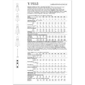 Vogue يفتقد الحزام والبستان المبطن حزمة نمط الخياطة ، رمز التصميم V1953 ، الأحجام 6-8-10-12-14