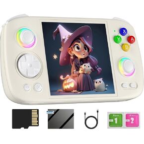 RG Cube Retro Handheld Game Console , Android 13 System Unisoc T820 Processor 3.95 Inch IPS Touch Screen 5200mAh Battery 16 Million Color RGB Joystick Lighting(Black)